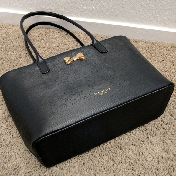 Ted Baker Curved Bow Small Zip Shopper Bag - Black - Picture 4 of 7
